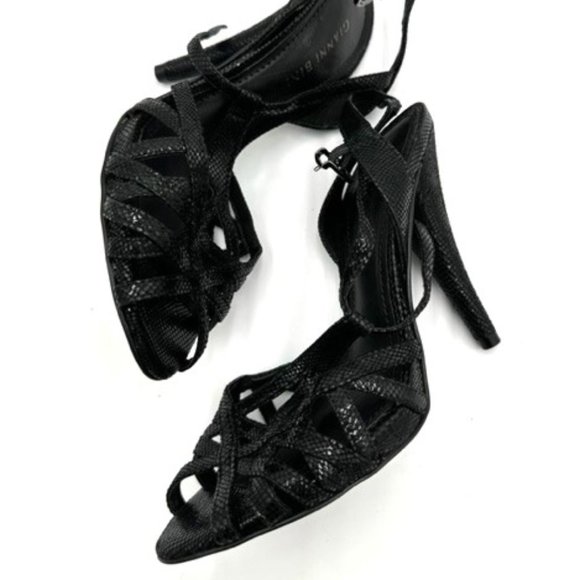 Gianni Bini Black Strappy Shiny Reptile-skin-like Pattern Sized 7M - Picture 3 of 6